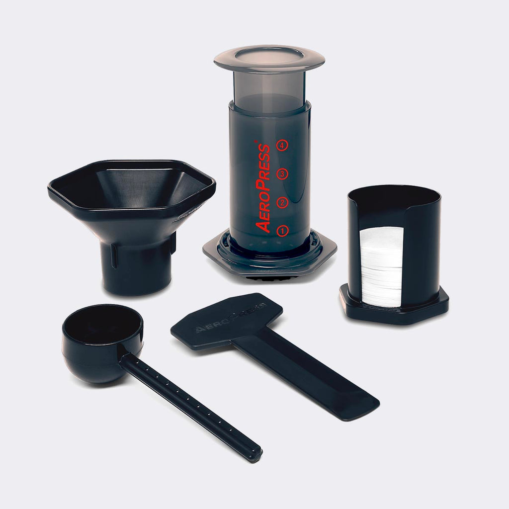 AeroPress Original coffee maker set in red